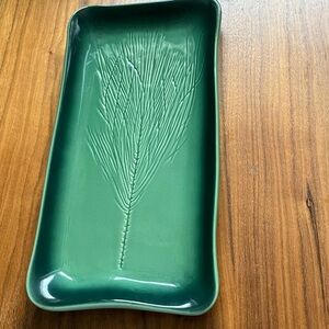 Kay Wayne Pottery Serving Tray Southern Living 13.5" Green Pine Needle Sprig